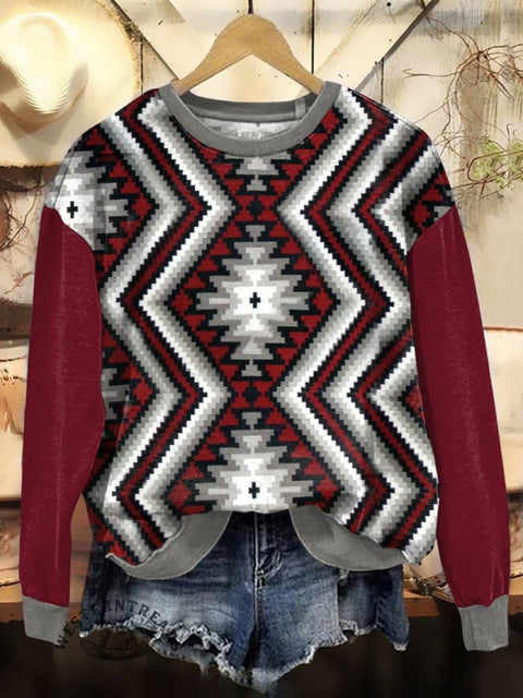 Aztec Print Casual Cotton Sweatshirt