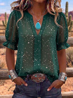Vintage Art Comfortable Summer Fabrics Puff Sleeve Casual Shirt