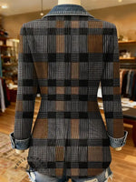 Retro Art Pattern Print Patchwork Denim Sweater Cardigan Coat