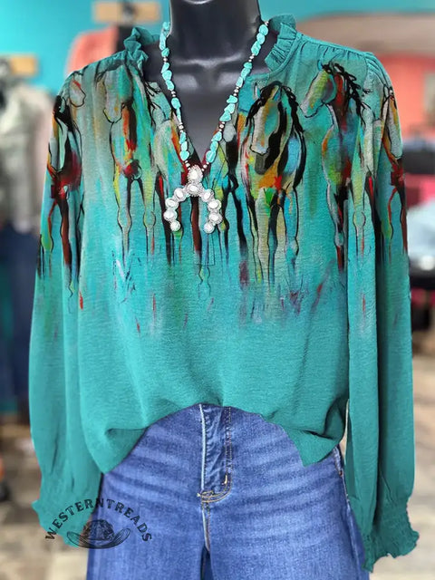 Horse Print Casual Shirt