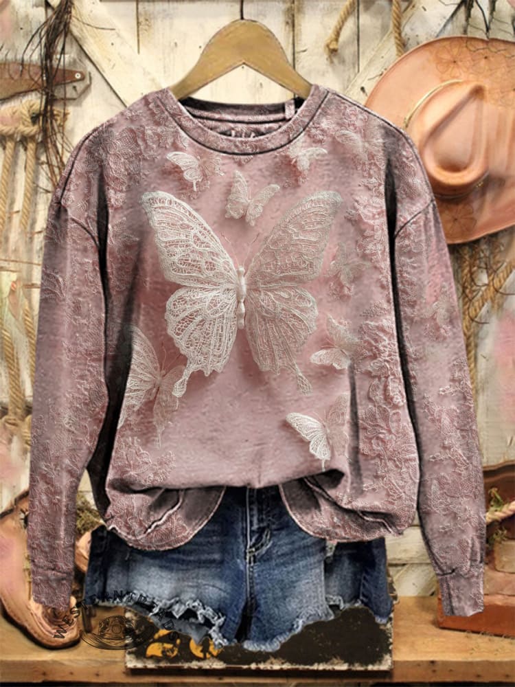 Vintage Butterfly Art Print Sweatshirt