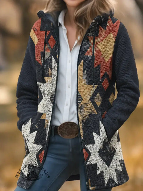 Retro Art Unisex Plush Thick Long-Sleeved Cardigan Coat