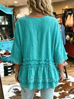Women's Vintage Ruffle Patchwork Casual Shirt
