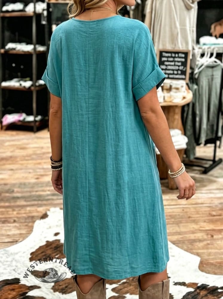 Women's Vintage Bow Patchwork Dress