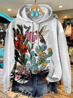 Cactus Art Print Casual Hoodie Sweatshirt