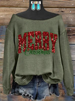 Vintage Contrast Print Christmas Sweatshirt
