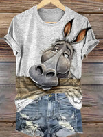 Funny Donkey Art Print T-shirt