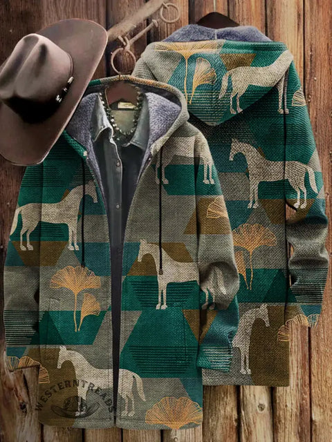 Retro Western Unisex Plush Thick Long-Sleeved Cardigan Coat