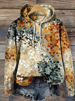 Vintage Art Print Casual Cotton Hooded Sweatshirt