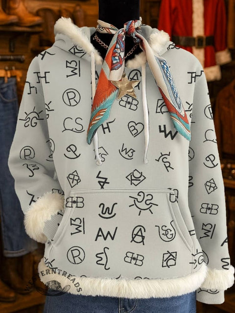 Cattle Brands Print Casual Sweatshirt