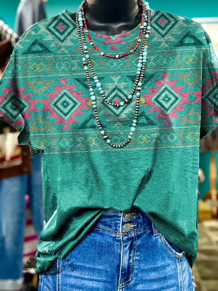 Retro Aztec Print T-shirt