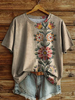 Retro Floral Art Print T-shirt
