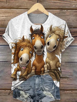Funny Horse Art Print Classic Short-sleeved T-shirt