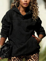 Women's Light Blue Oversized Cozy Denim Hooded Sweatshirt With Pocket