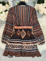 Women's Floral Print Bohemian Short-sleeved Midi Dress