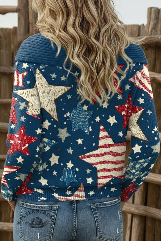 Women's Star Print Casual Sweater