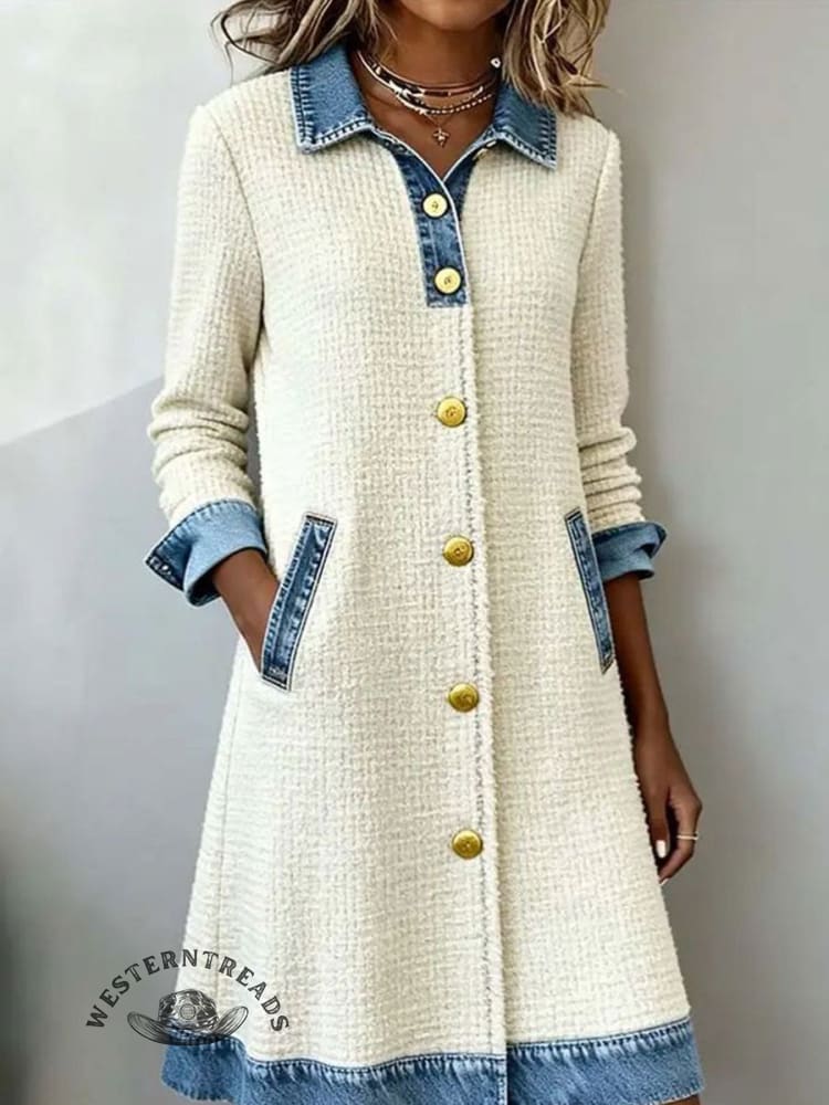 Women's Casual Denim Patchwork Dress