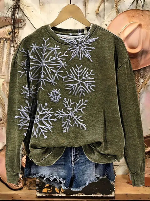 Retro Christmas Art Casual Cotton Sweatshirt