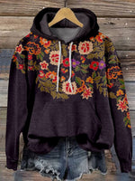 Floral Print Casual Hoodie Sweatshirt