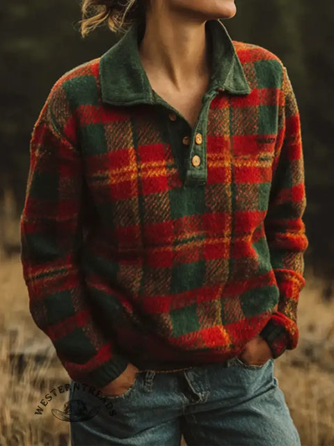 Women's Christmas Art Print Casual Sweater