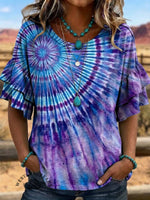 Retro Short Sleeve Shirt With Ruffled Sleeves