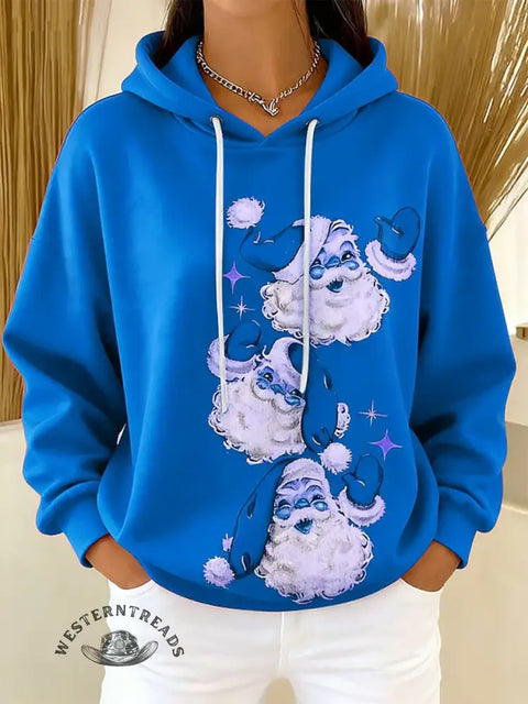 Christmas Santa Claus Print Cotton Casual Hoodie Sweatshirt