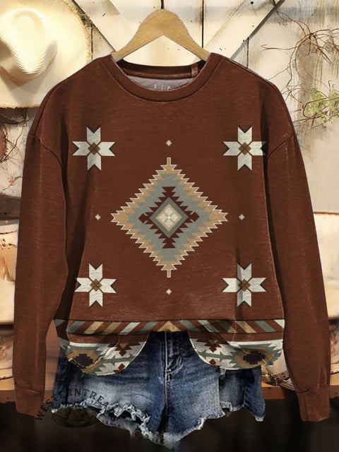 Aztec Print Casual Cotton Sweatshirt
