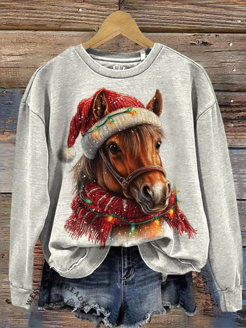 Retro Christmas Casual Cotton Sweatshirt
