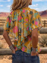 Vintage Floral Print Comfortable Summer Fabrics Casual Shirt