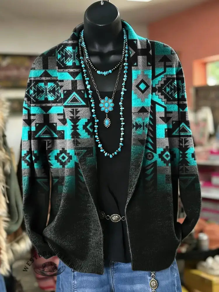 Women's Vintage Aztec Print Casual Sweater