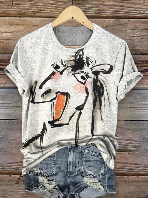 Funny Horse Art Print T-shirt