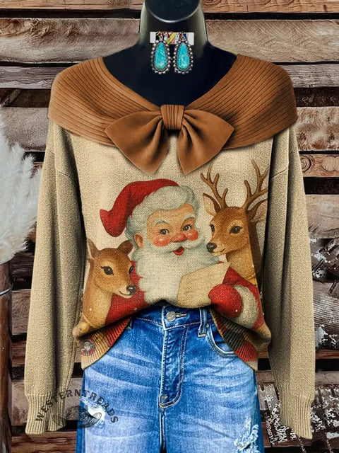Women's Christmas Art Print Casual Sweater