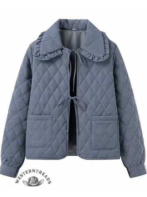 Collared Diamond-patterned Lightweight Jacket