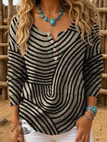 Vintage Abstract Art Print Casual Sweater