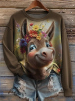 Donkey Art Print Casual Sweatshirt