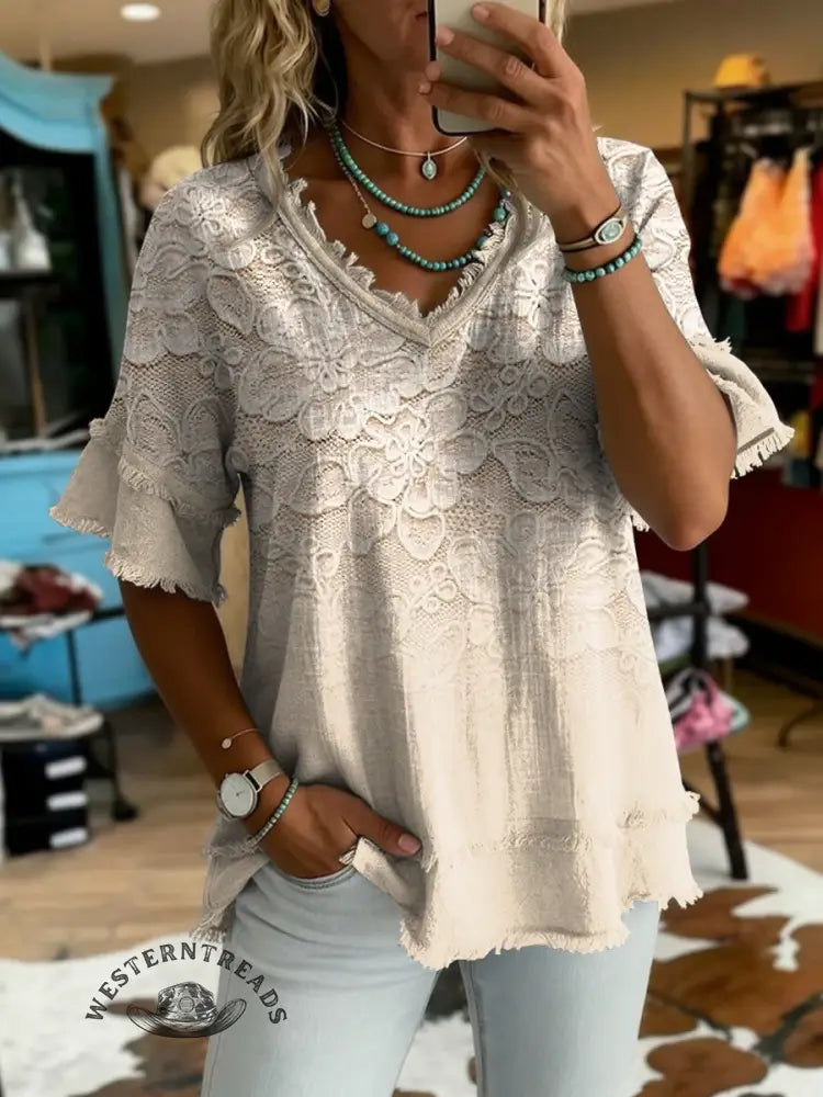 Vintage Art Patchwork Cotton And Linen Shirt