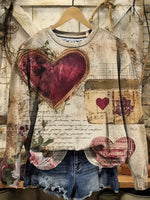 Vintage Valentine's Day Art Print Casual Sweatshirt