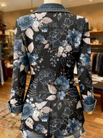 Floral Print Patchwork Denim Sweater