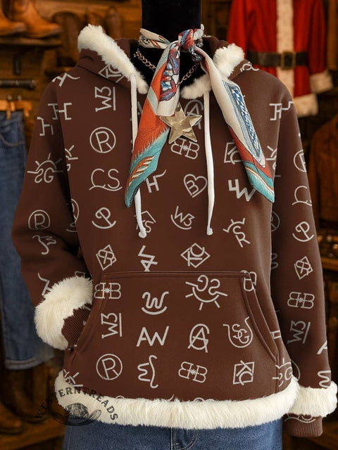 Cattle Brands Print Casual Sweatshirt