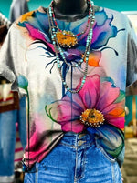 Retro Watercolor Floral Art Print T-shirt