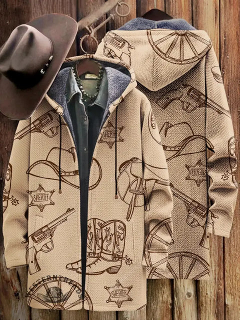 Retro Western Unisex Plush Thick Long-Sleeved Cardigan Coat