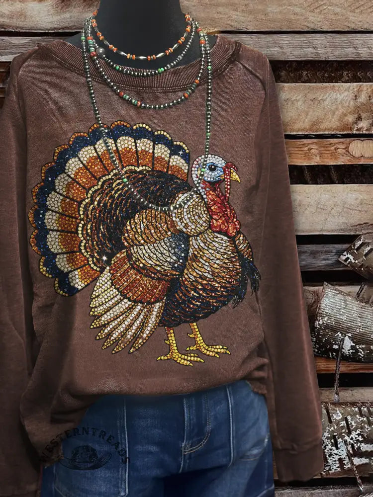 Vintage Thanksgiving Art Print Casual Sweatshirt