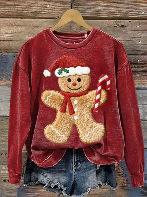 Christmas gingerbread man Casual Cotton Sweatshirt