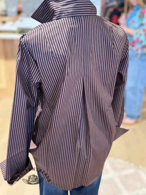 Women's Striped Floral Print Cotton Shirt