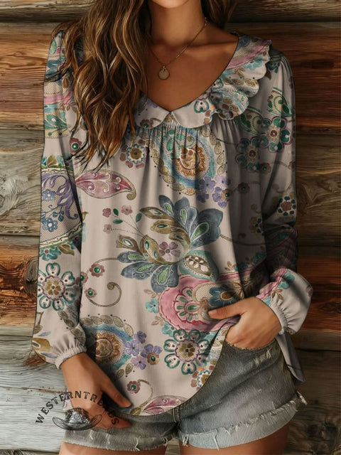 Women's Paisley Print Casual Top