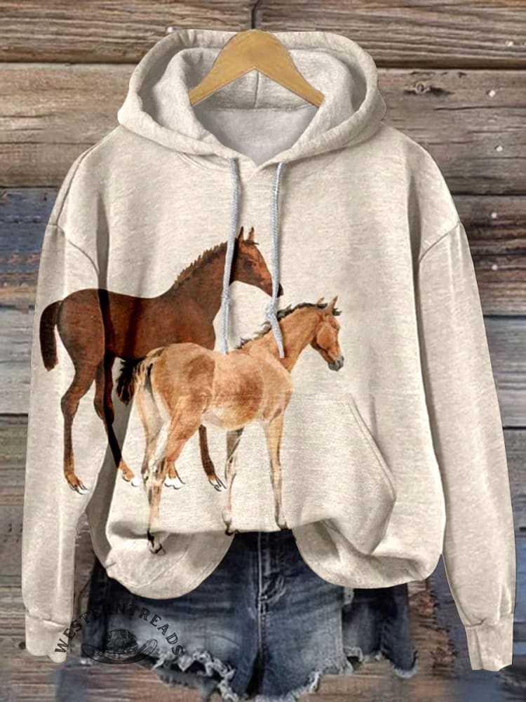 Horse Art Print Casual Hoodie Sweatshirt