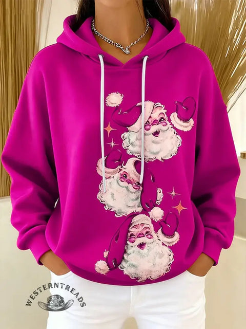 Christmas Santa Claus Print Cotton Casual Hoodie Sweatshirt