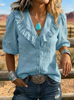 Women's Retro Puff Sleeve Casual Shirt