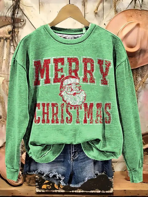 Retro Christmas Art Casual Cotton Sweatshirt