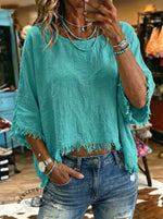 Women's Patchwork Casual Crew Neck Top